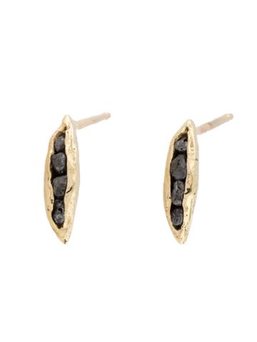 Ariko Split Stud Earrings With Black Diamonds