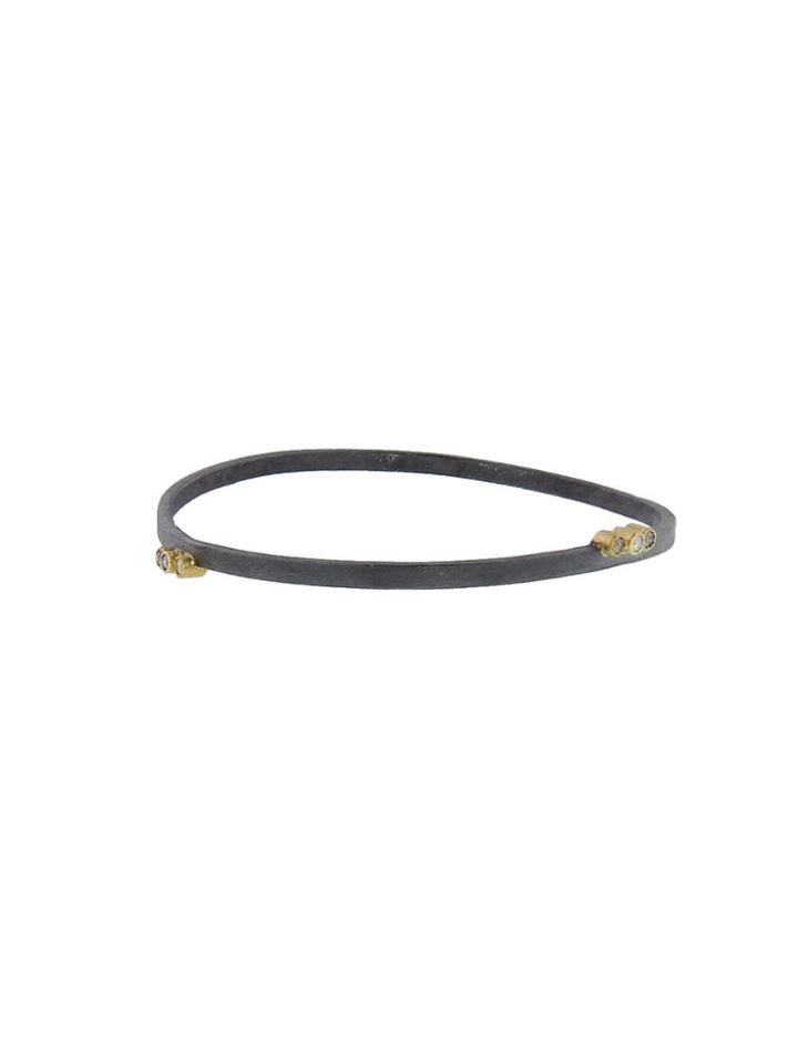 Todd Reed Thin Oxidized Bangle With Brilliant Diamond Triplets