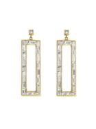 Sethi Couture Rectangular Drop Earrings With Diamonds In Yellow Gold