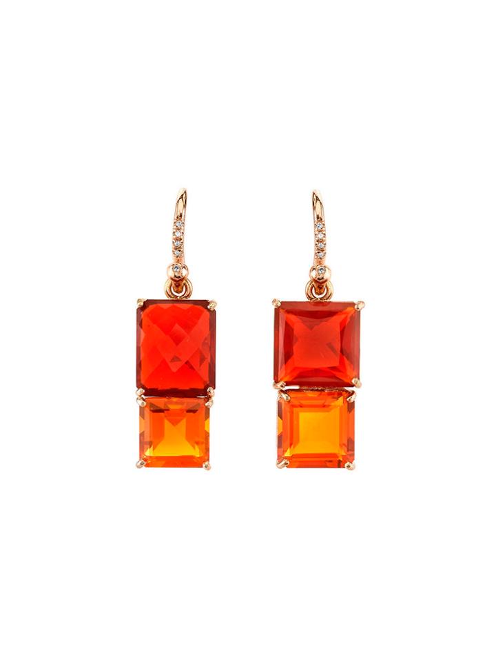 Irene Neuwirth Double Drop Fire Opal Earrings