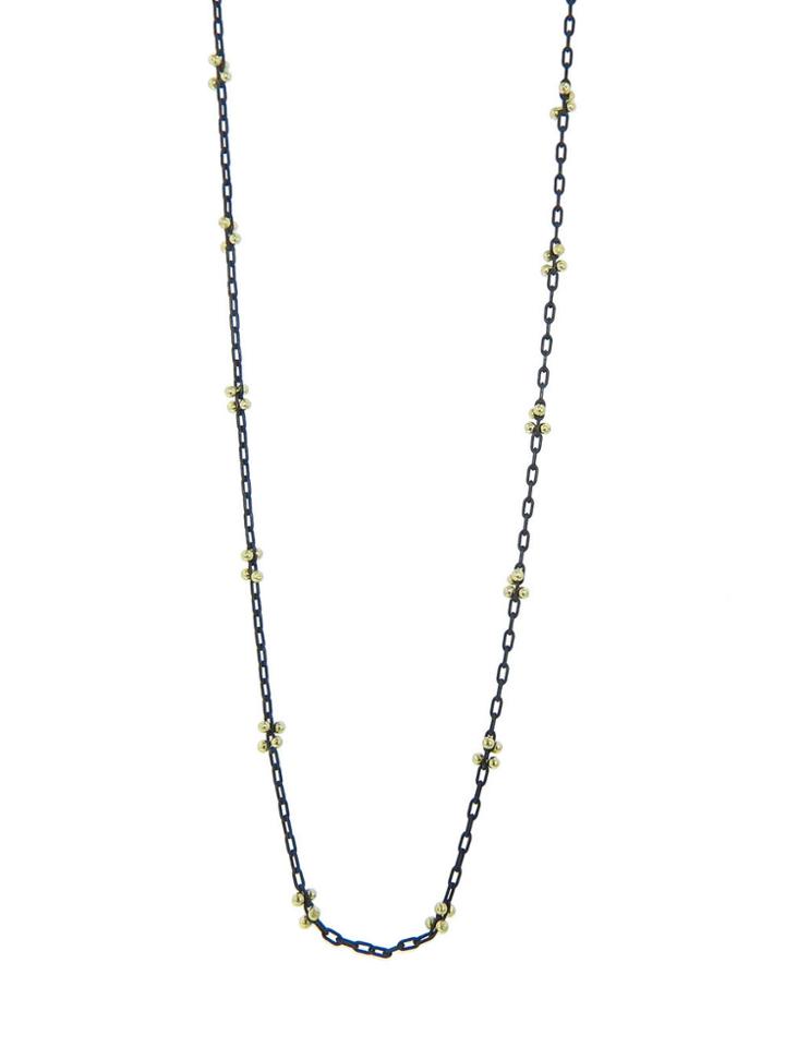 Ten Thousand Things Oxidized Sterling Silver Chain With Gold Beaded 'x'
