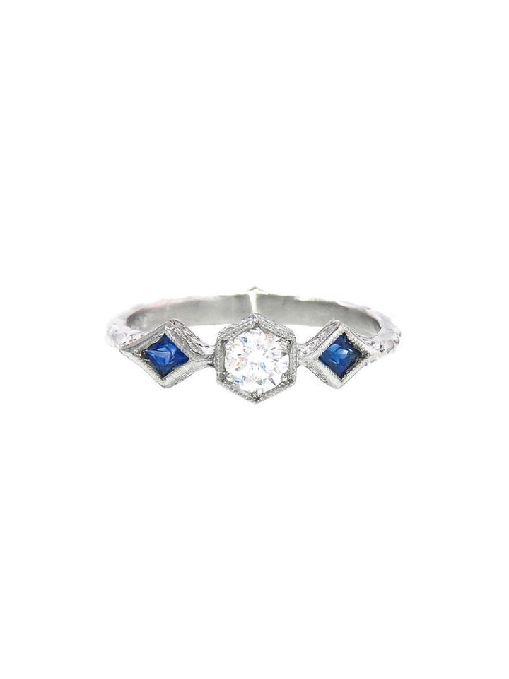 Cathy Waterman Diamond And Blue Sapphire Ring
