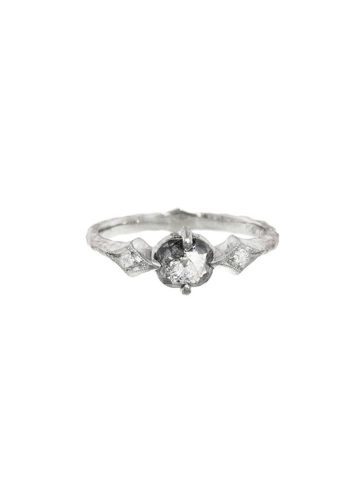 Cathy Waterman Black And White Diamond Ring - Platinum Thorne Band