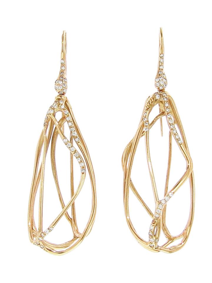 Lucifer Vir Honestus Small Teardrop Earrings With Diamonds - Rose Gold