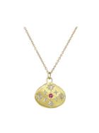 Adel Chefridi Pink Sapphire Moon And Stars Pendant - Yellow Gold