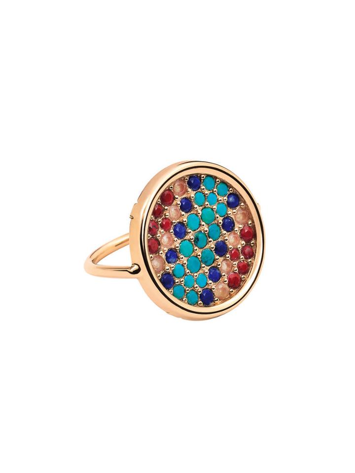 Ginette Ny Multi Stone Disc Ring - Rose Gold