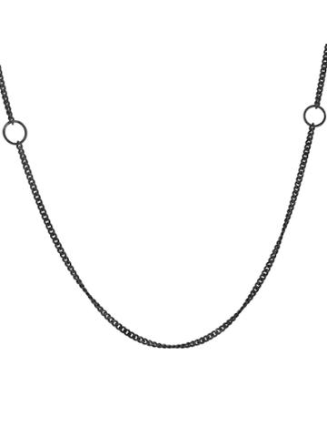 Jane Hollinger Long Chain Necklace In Oxidized Sterling