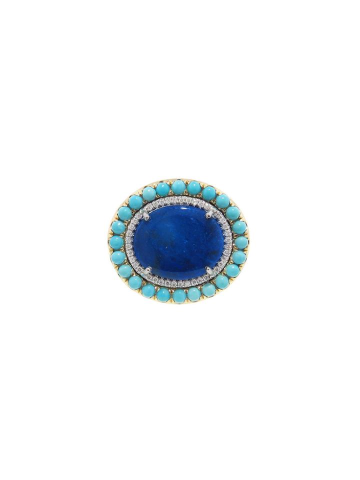 Irene Neuwirth Lightning Ridge Black Opal And Turquoise Ring