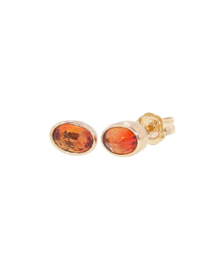 Jamie Joseph Oval Faceted Orange Sapphire Studs