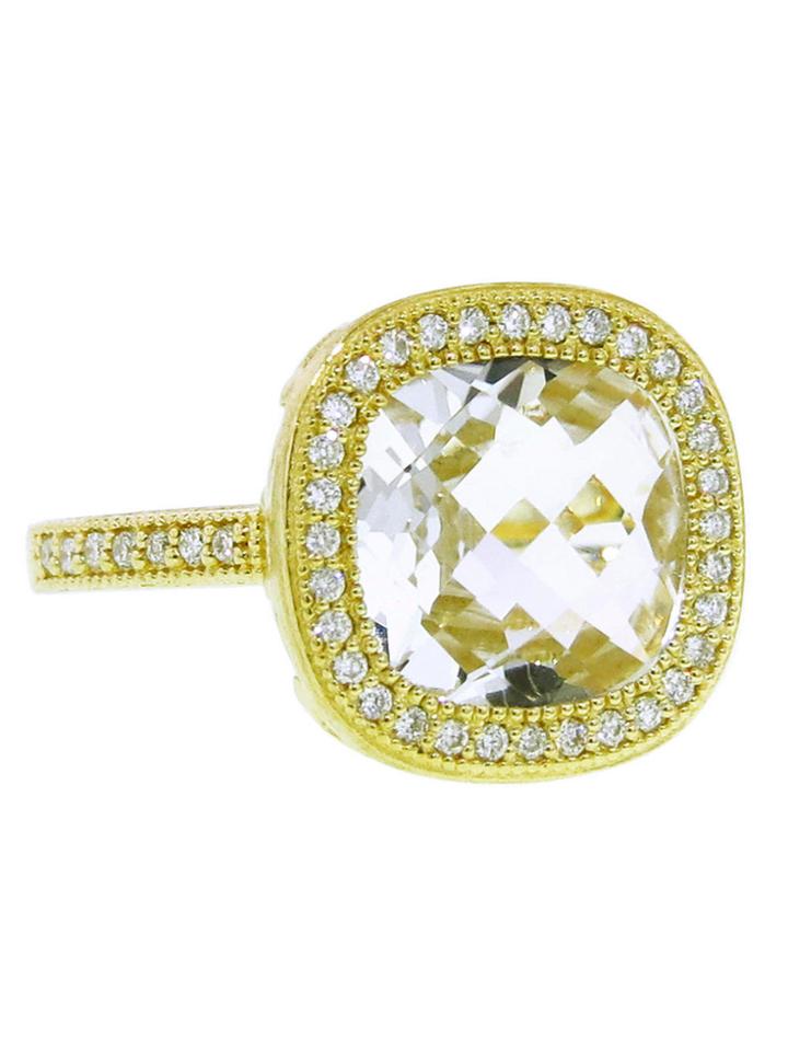 Jude Frances Lacey White Topaz Princess Ring - Yellow Gold