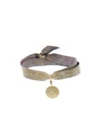 Perle De Lune Hope Medal In Yellow Gold - Grey Elastic Bracelet