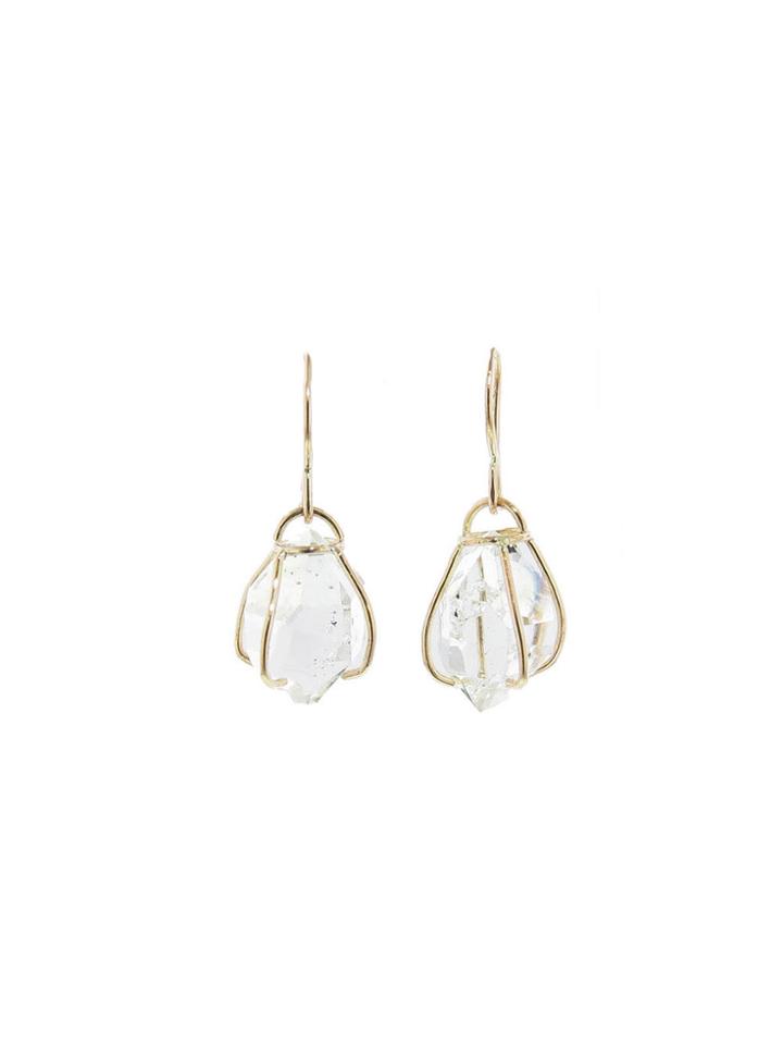 Melissa Joy Manning Caged Large Herkimer Diamond Drop Earrings