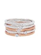 Meira T Diamonds Stacking Bands - Set Of 5 - Rose And White Gold
