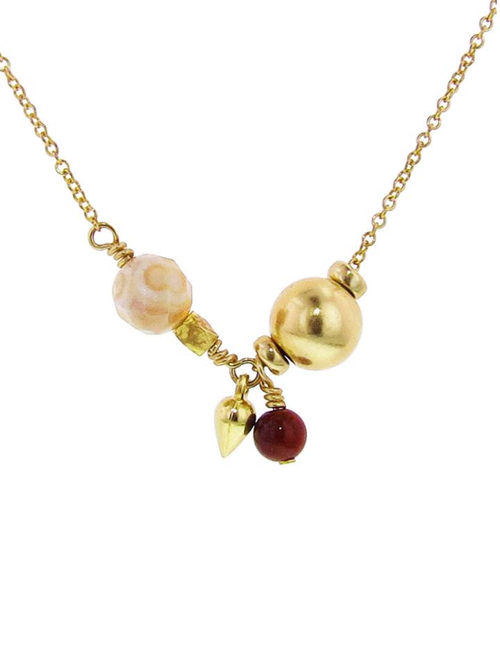 Jane Hollinger Charm 7 Necklace In Gold Filled With Jasper