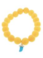 Sydney Evan Turquoise Horn With Diamonds In Yellow Gold On Yellow Jade Bead Bracelet