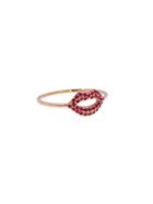 Sydney Evan Pave Ruby Lips Ring - Rose Gold
