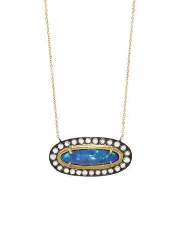 Deanna Hamro Oval Opal Necklace With Diamonds - Yellow Gold