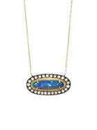 Deanna Hamro Oval Opal Necklace With Diamonds - Yellow Gold