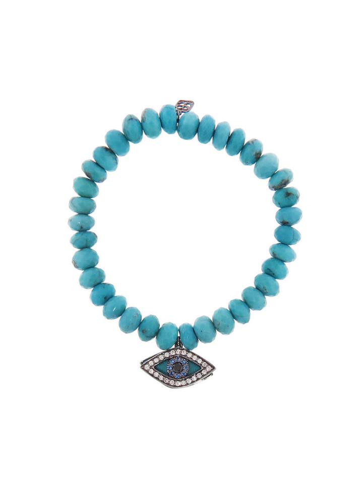 Sydney Evan Diamond And Turquoise Swivel Eye On Dark Turquoise - Blackened Gold