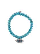 Sydney Evan Diamond And Turquoise Swivel Eye On Dark Turquoise - Blackened Gold