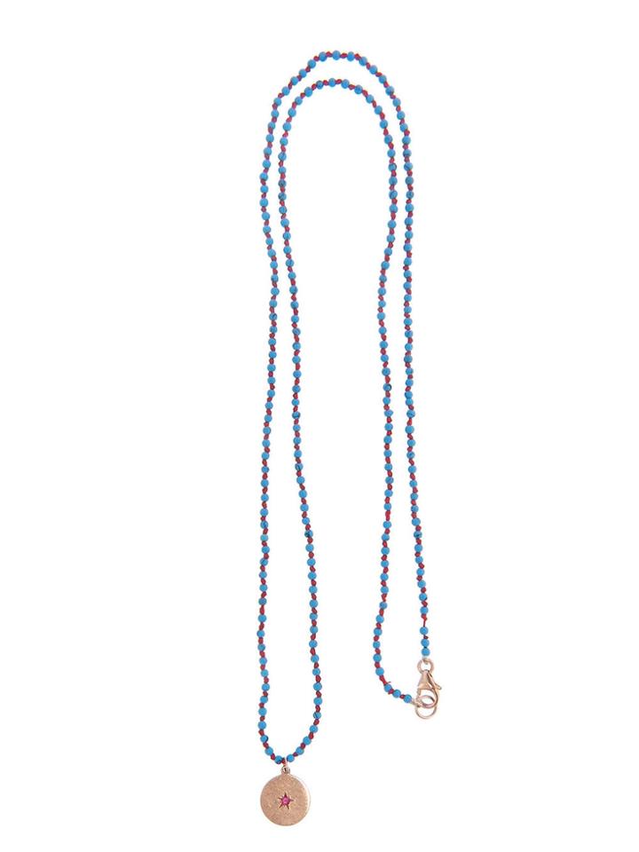 Andrea Fohrman Turquoise Beaded Necklace With Moon Pendant - Rose Gold