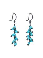 Ten Thousand Things Short Beaded Turquoise Earrings In Oxidized Sterling Silver