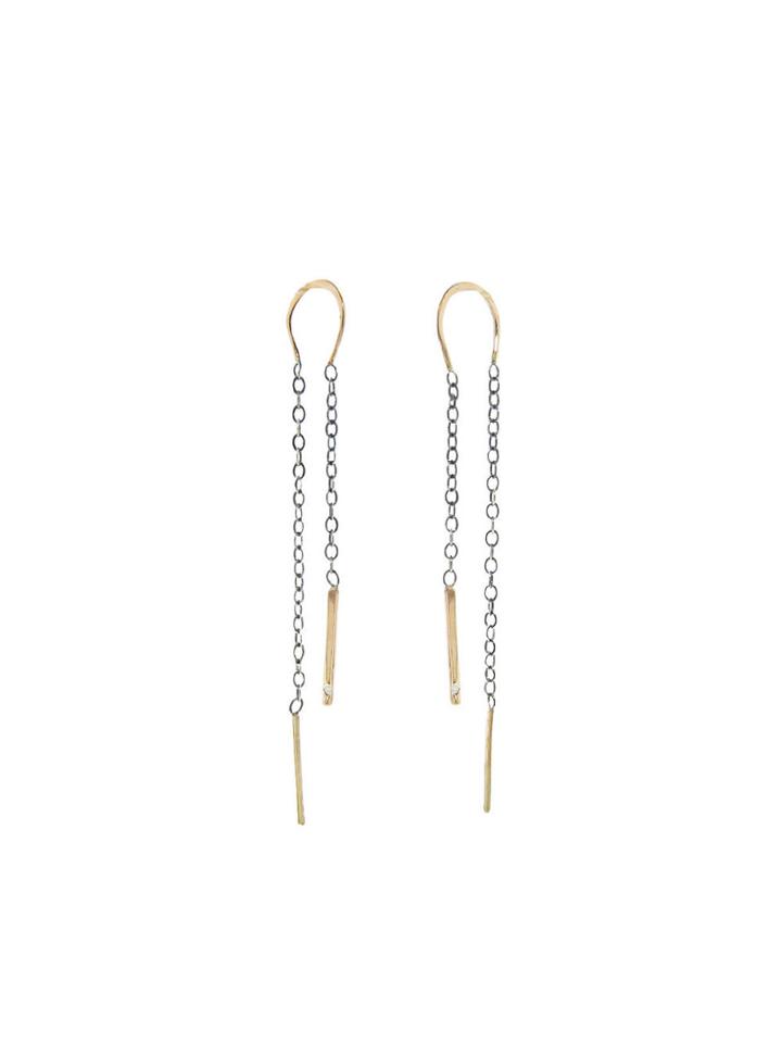 Melissa Joy Manning White Diamond Horseshoe Chain Earrings