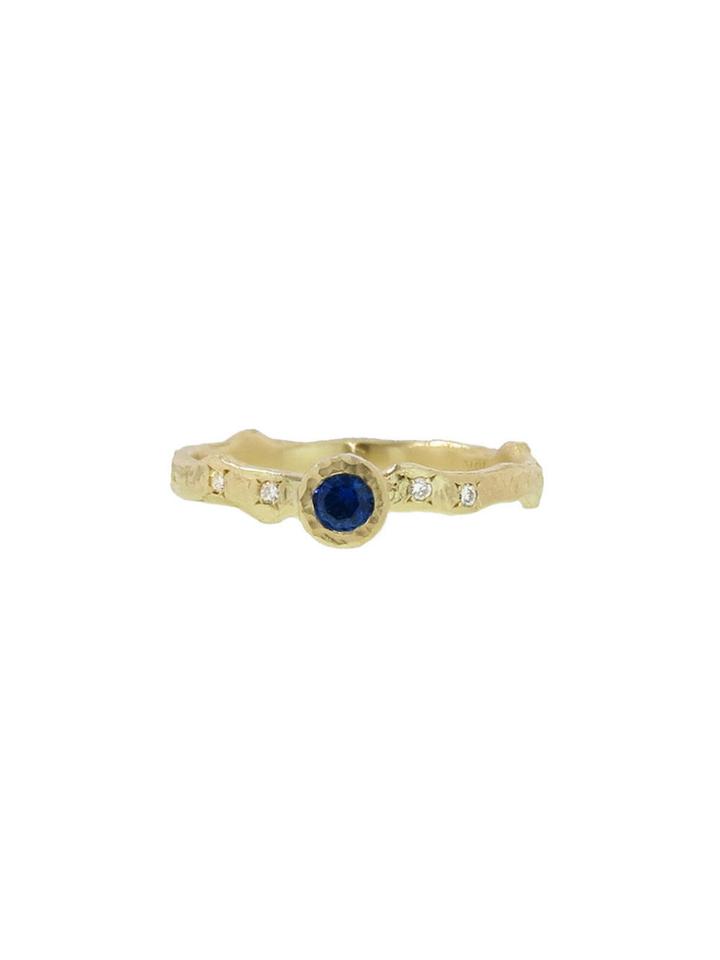 Yasuko Azuma Sapphire Ring With Diamonds In Yellow Gold