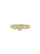 Yasuko Azuma Diamond Solitaire Ring With Side Diamonds In Yellow Gold