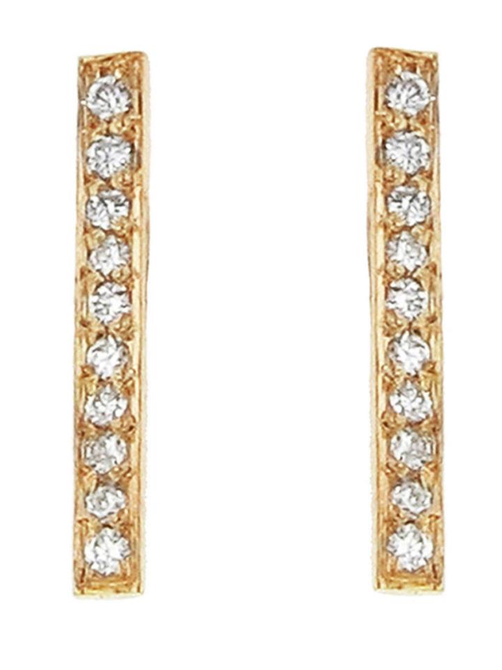 Jennifer Meyer Diamond Long Bar Studs - Rose Gold