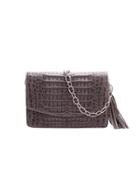 Armenta Grey Caiman Mid-size Box Clutch