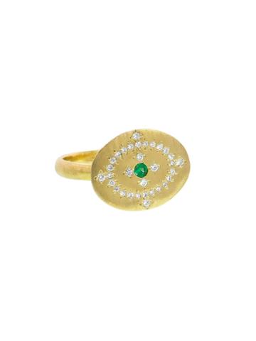 Adel Chefridi Emerald And Diamond Heaven On Earth Ring - Yellow Gold