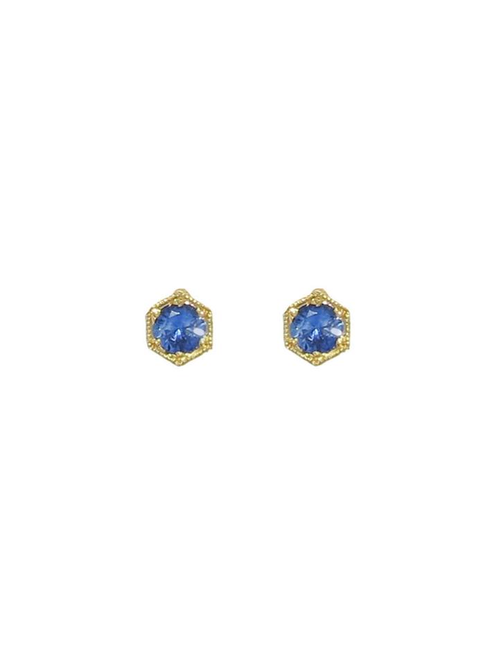 Cathy Waterman Tiny Hexagonal Blue Sapphire Studs