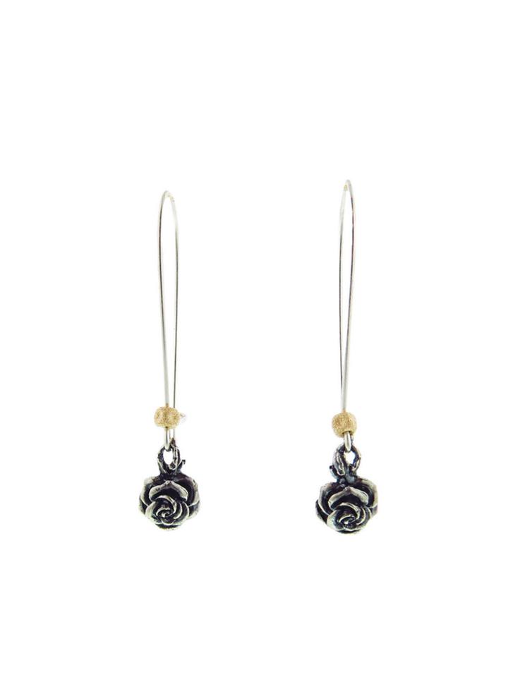 Catherine Michiels Long Secret Rose Earrings - Sterling Silver