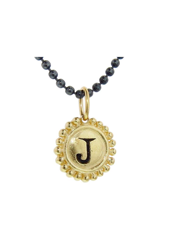 Erica Molinari Fleur De Lis Initial Charm - J - 14 Karat Gold