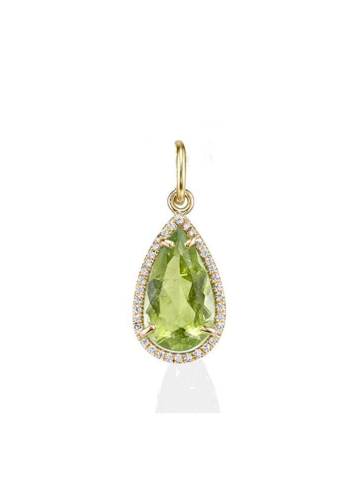 Irene Neuwirth Green Tourmaline Teardrop Charm - Yellow Gold