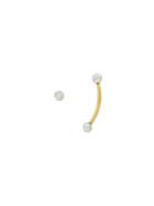 Ylang 23 Gold Bar Stud With Zircon Spheres