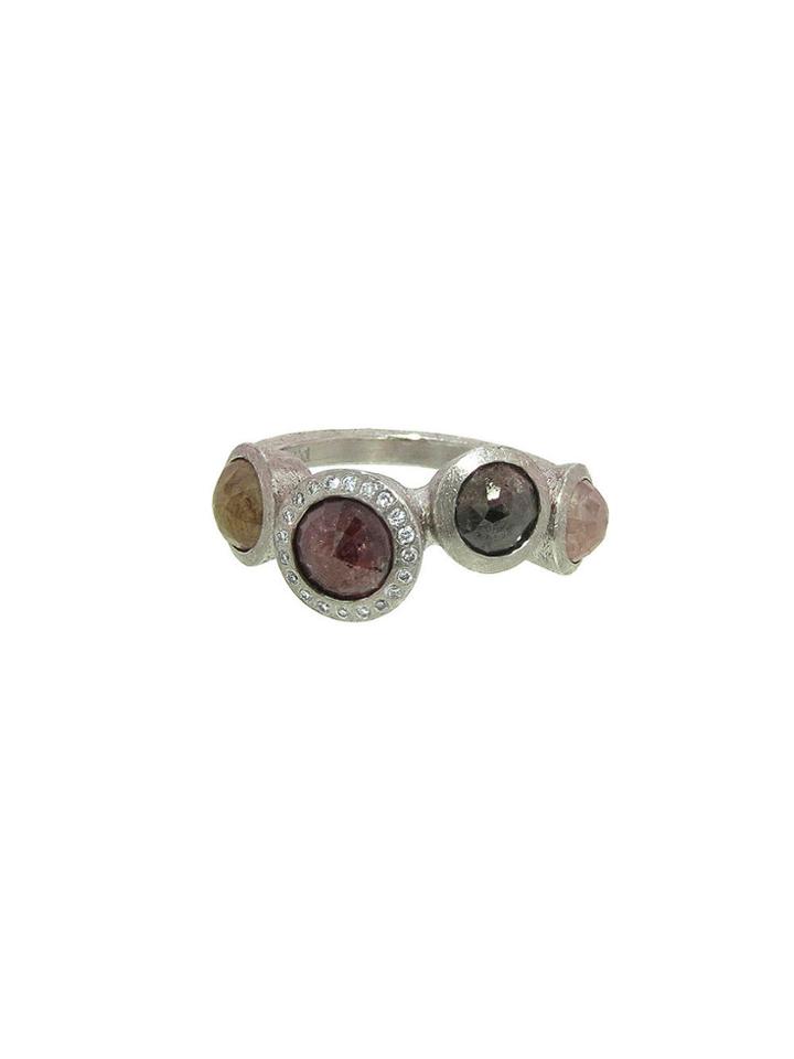 Todd Reed Rose Cut Colored Diamond Offset Ring In Palladium