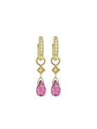 Jude Frances Pink Tourmaline Briolette Earring Charms - Yellow Gold