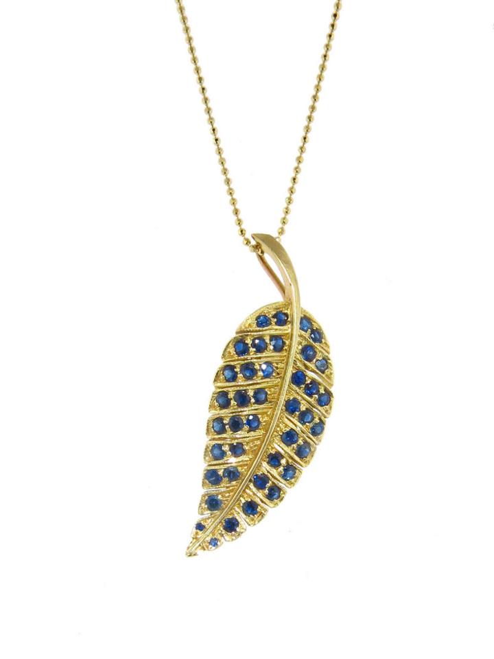 Jennifer Meyer Yellow Gold And Sapphire Large Leaf Necklace