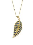 Jennifer Meyer Yellow Gold And Sapphire Large Leaf Necklace