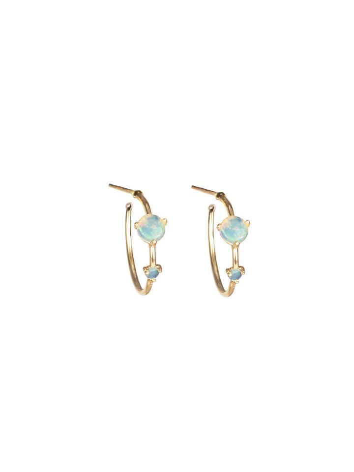Wwake Small Two-step Opal Hoops