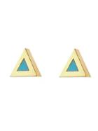 Jennifer Meyer Turquoise Inlay Triangle Studs - Yellow Gold