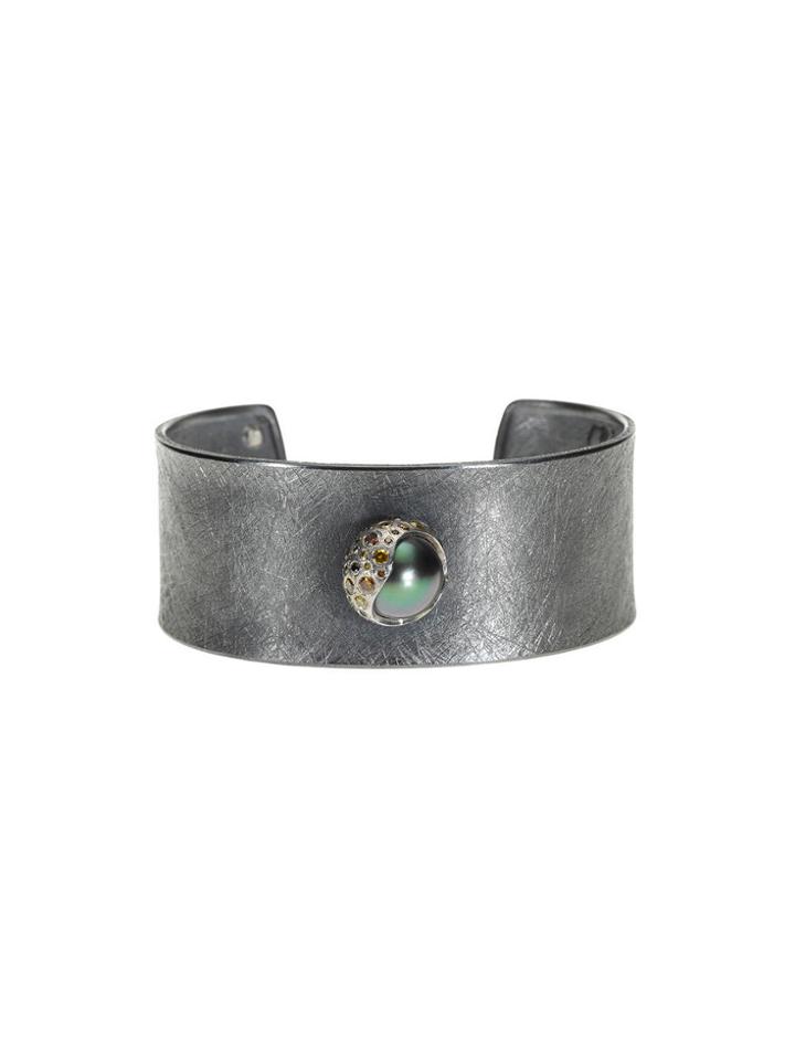 Todd Reed Handmade Cuff With Tahitian Pearl And Diamonds