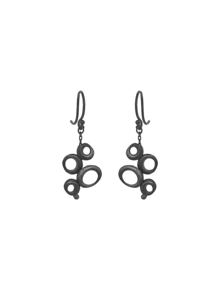 Ten Thousand Things Dancing Oval Earrings - Oxidized Sterling Silver