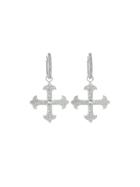 Jude Frances White Sapphire Fleur Cross Earring Charms - Sterling Silver