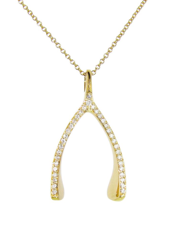 Jennifer Meyer Modern Yellow Gold Diamond Wishbone Pendant