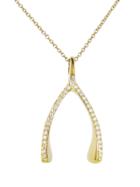 Jennifer Meyer Modern Yellow Gold Diamond Wishbone Pendant