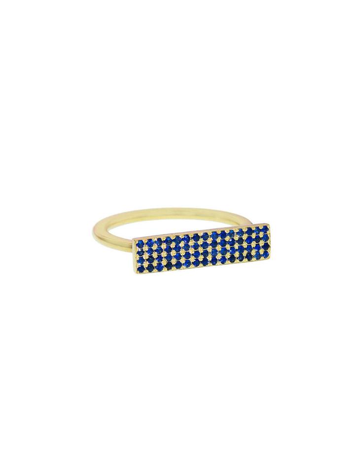 Jennifer Meyer Yellow Gold Blue Sapphire Rectangle Ring