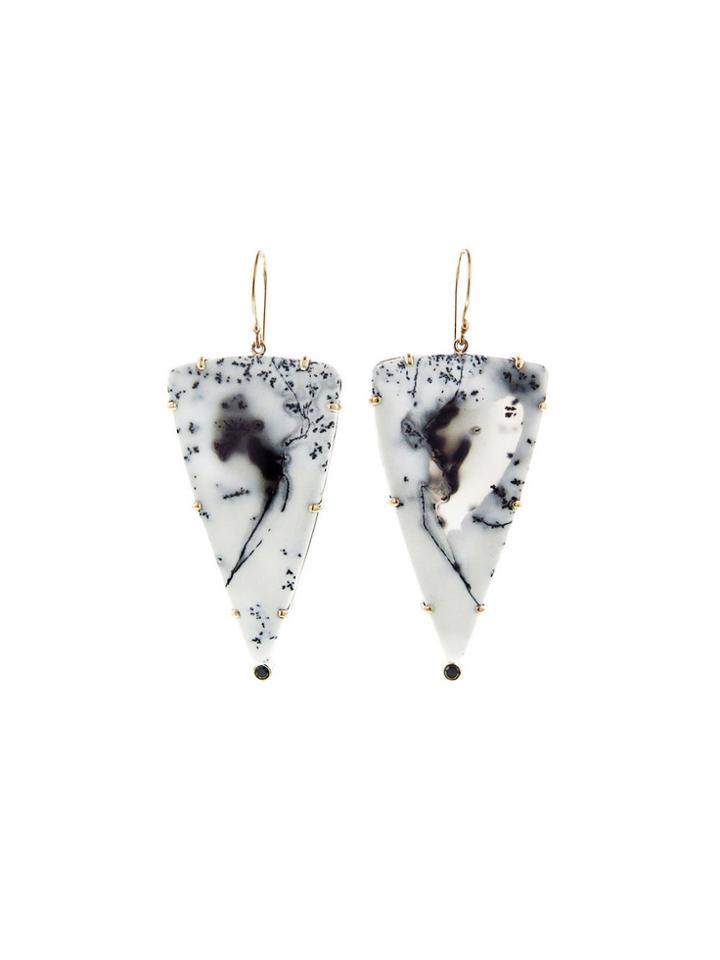 Jamie Joseph Triangular Dendtiric Opal Earrings
